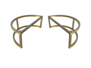 PAR DE BASE DE CADEIRA EM AÇO INOXIDÁVEL, DOURADO, H- 20CM, LARGURA FRENTE- 55.5CM