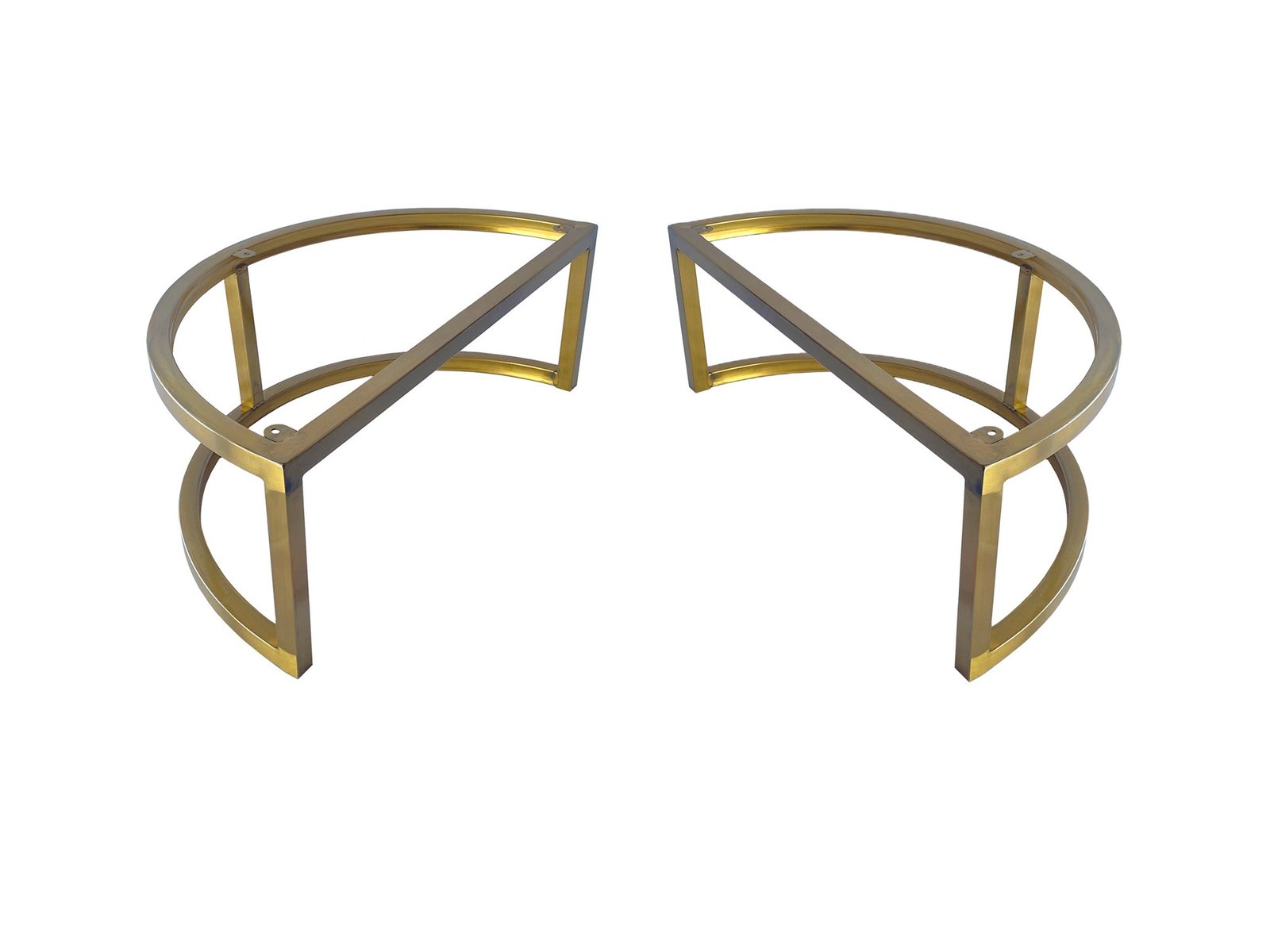 PAR DE BASE DE CADEIRA EM AÇO INOXIDÁVEL, DOURADO, H- 20CM, LARGURA FRENTE- 55.5CM